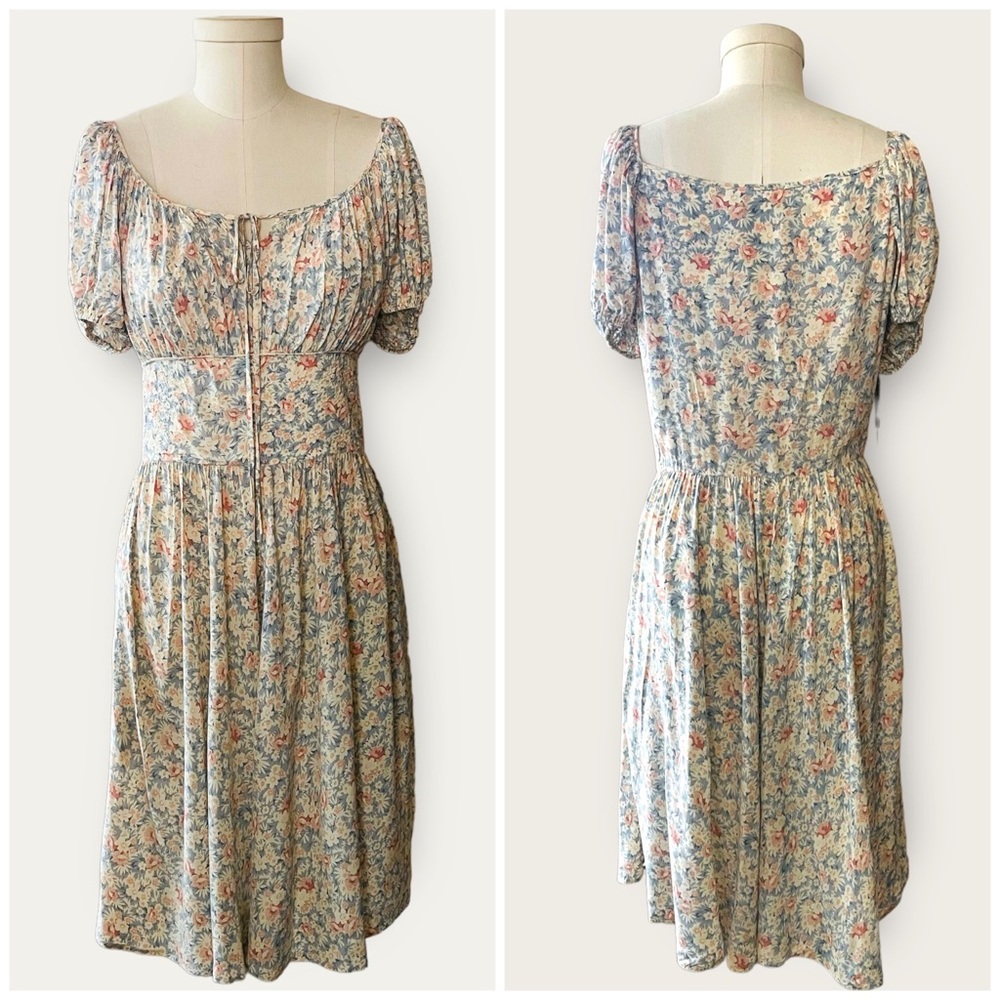 Polo Ralph Lauren Women’s Blue Floral Print Fitted Waist Dress Size 12